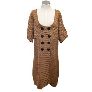 Soft Surroundings Womens Brown Wool Blend Chunky Knit Tunic Sweater Dress Sz XL